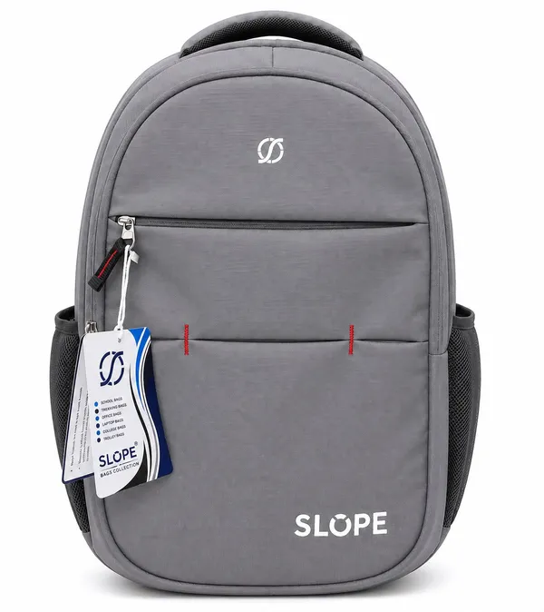 Grey_Polyester_Water_Resistant_Laptop_Backpack