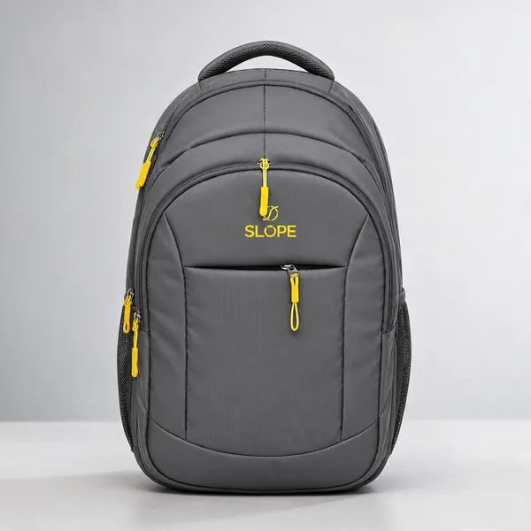 Grey_Polyurethane_Laptop_Backpack_With_Rain_Cover
