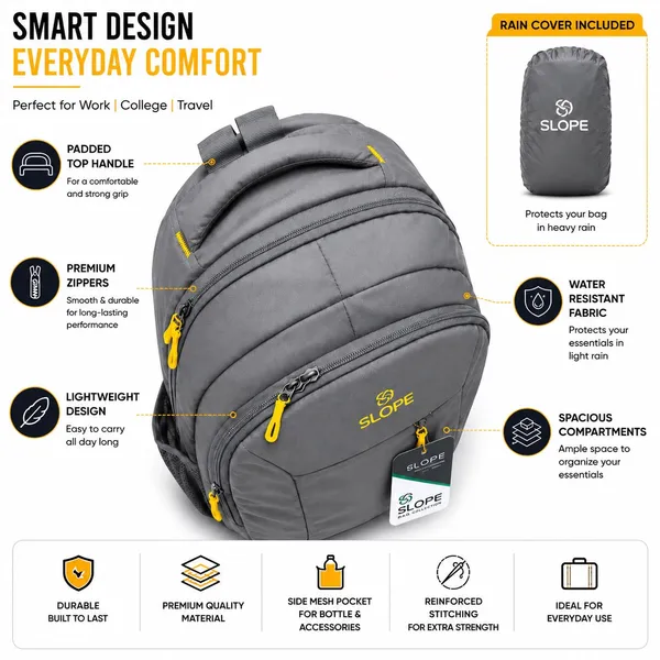 SLOPE_Grey_Zippered_Backpack