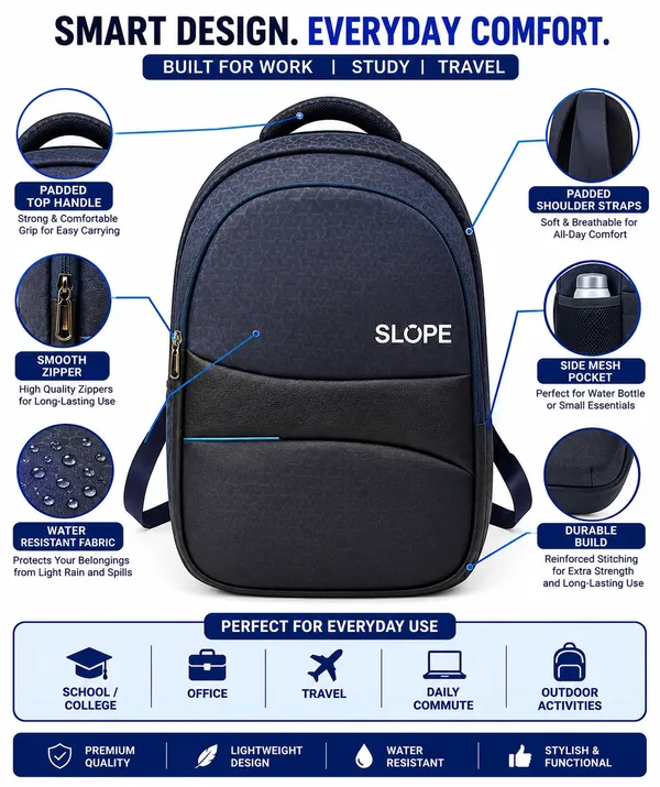 SLOPE_Black_Water_Resistant_Laptop_Backpack