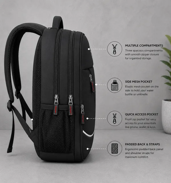 BlackPolyester_Water_Resistant_Multi-Compartment_Backpack