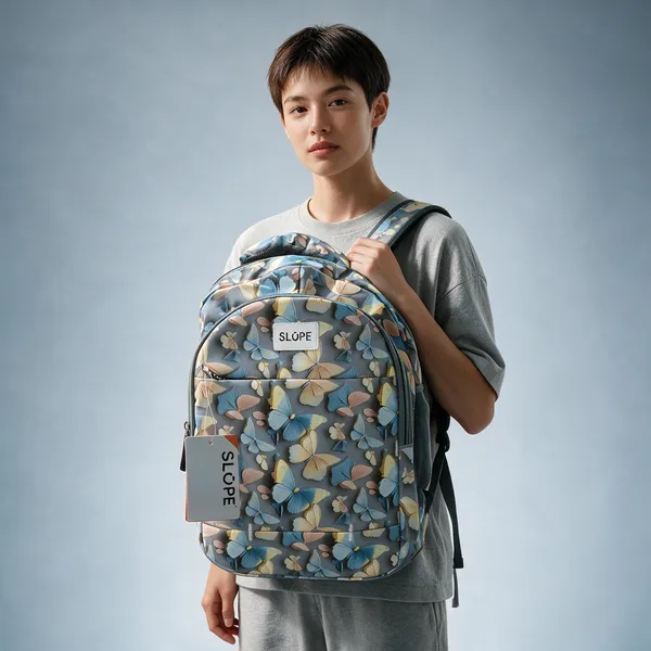 Blue_Printed_Pvc_Floral_Multi-Compartment_Backpack_For_Students