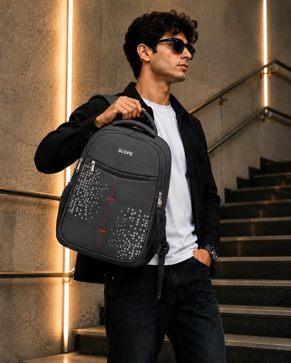 Grey_Polyester_Geometric_Print_Multi-Compartment_Backpack