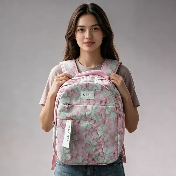 Pink_Printed_Pvc_Floral_Grey_Leaf_Backpack_For_Students