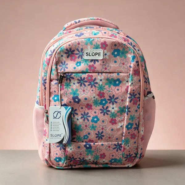 Pink_Polyester_Floral_Print_Backpack_For_Students