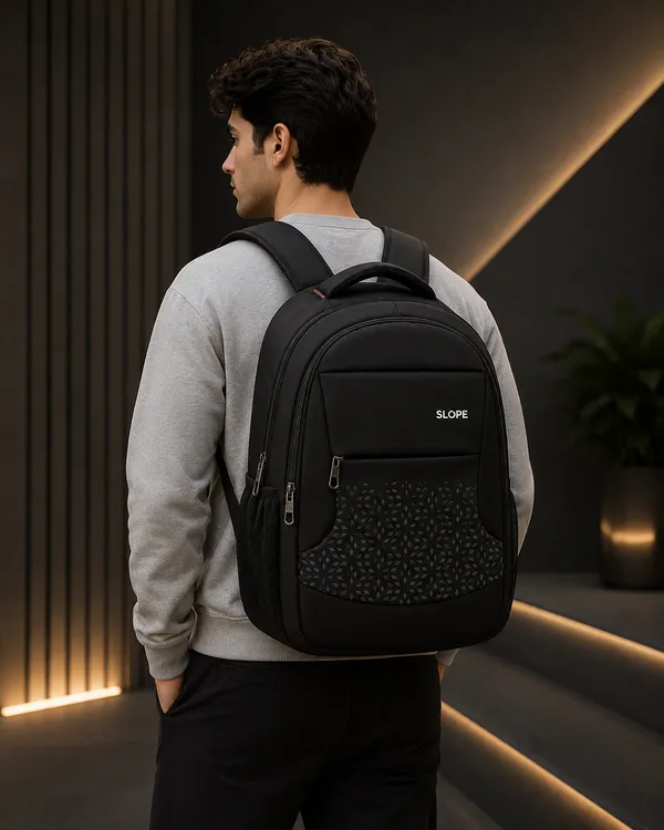 Black_And_Grey_Polyester_Multi-Compartment_Backpack