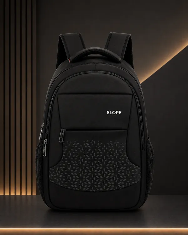Black_And_Grey_Polyester_Multi-Compartment_Backpack