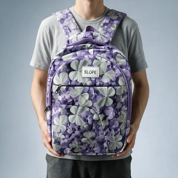 Purple_Printed_Pvc_Floral_Grey_Accent_Backpack_For_Students
