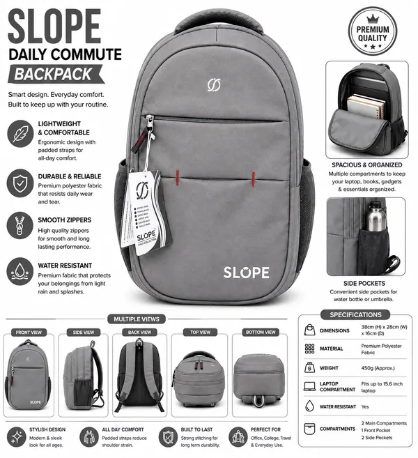 Slope_Grey_Daily_Commute_Laptop_Backpack