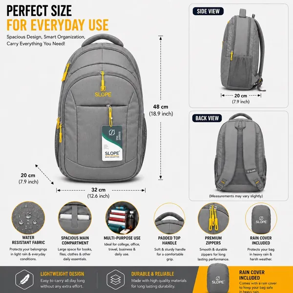 SLOPE_Grey_Zippered_Backpack