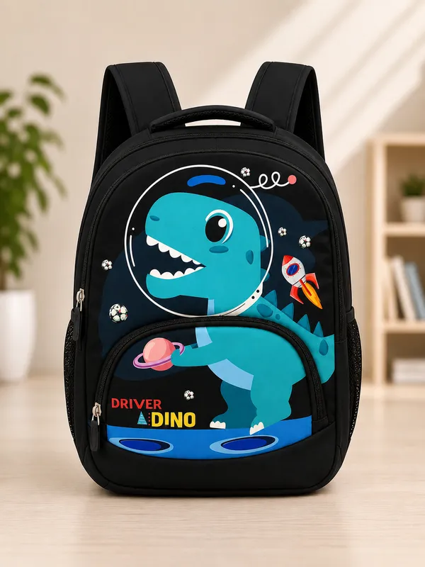 Black_Polyester_Dinosaur_Print_Kids_Backpack_For_Students