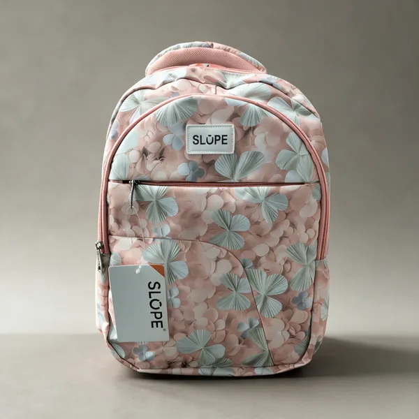 Pink_Printed_Pvc_Floral_Leaf_Multi-Compartment_Backpack
