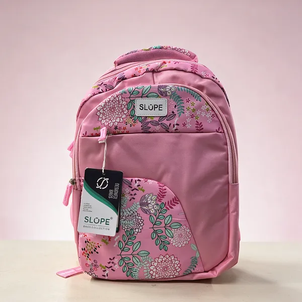 Pink_Polyester_Floral_Print_Multi-Compartment_Backpack