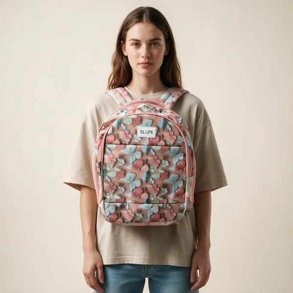 Pink_Printed_Pvc_Floral_Multi-Compartment_Backpack_For_Students