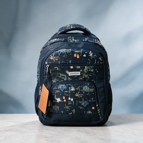 Navy_Polyurethane_Geometric_Print_Multi-Compartment_Backpack