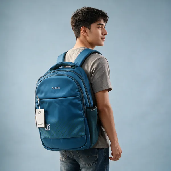 Teal_Polyester_Multi-Compartment_Backpack