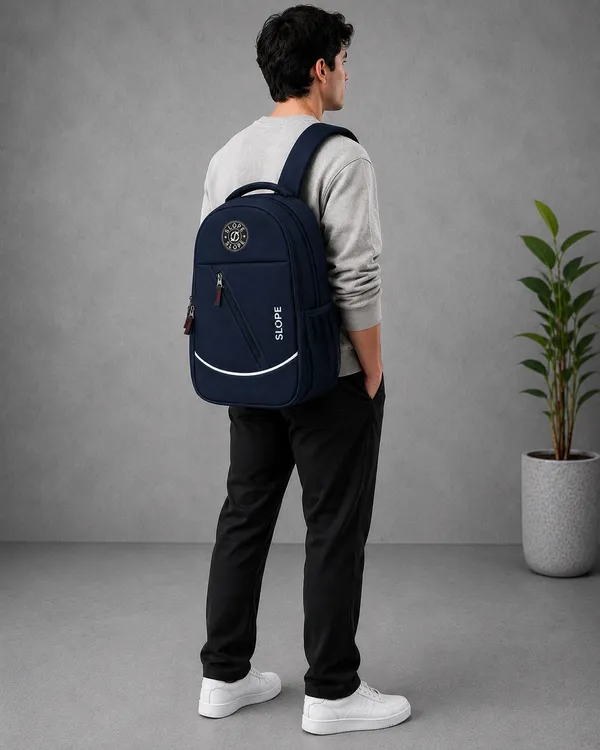 Navy_Polyester_Water_Resistant_Padded_Laptop_Backpack
