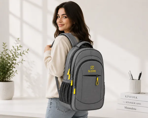 Grey_Polyester_Multi-Compartment_Backpack_For_Students
