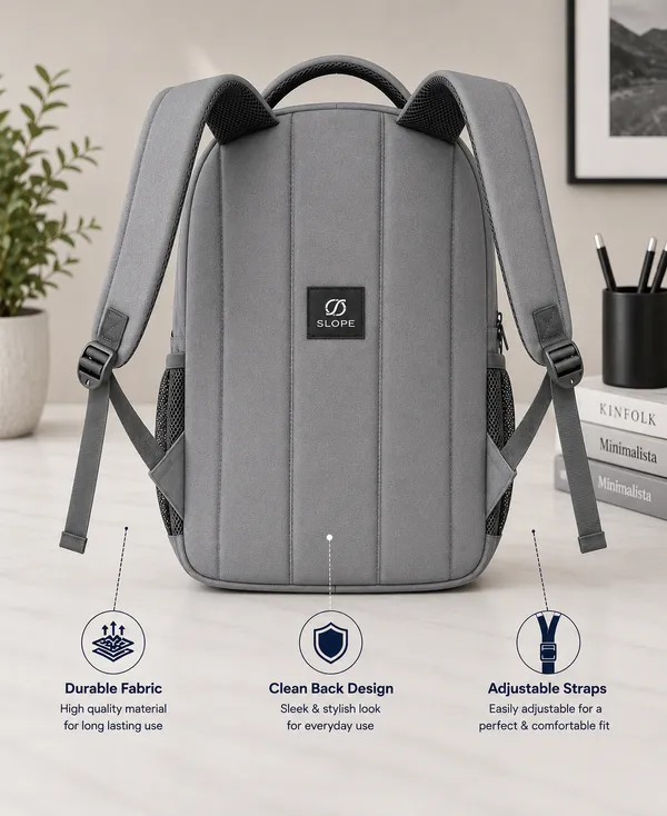 Grey_Polyester_Multi-Compartment_Backpack_For_Students