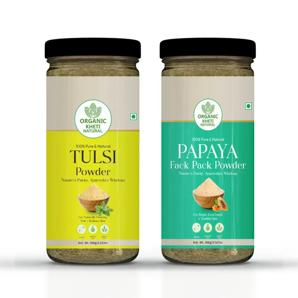 Organic_Khet_Natural_Tulsi_Powder_And_Papaya_Face_Pack_Powder_Combo