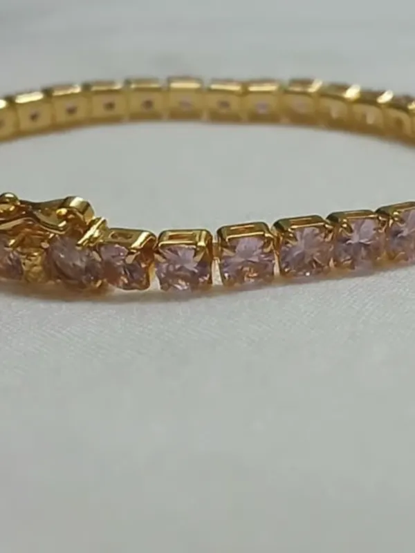 Gold_Tone_Pink_Stone_Tennis_Bracelet_For_Women