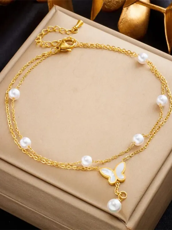 Gold_Tone_Pearl_Butterfly_Bracelet_For_Women