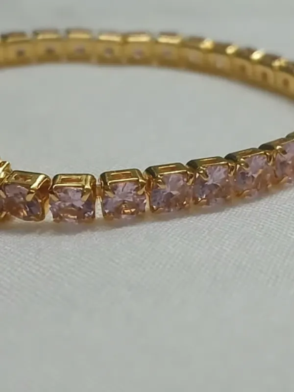 Gold_Tone_Pink_Stone_Tennis_Bracelet_For_Women