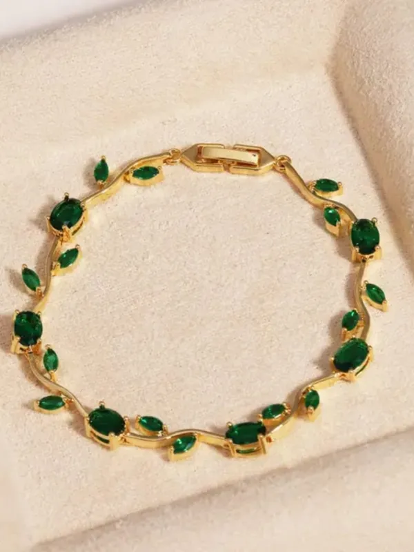 Green_Gold_Tone_Stone_Bracelet_for_Women