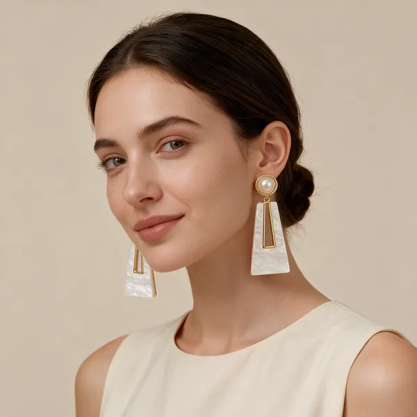 White_Pearl_Geometric_Drop_Earrings_For_Women