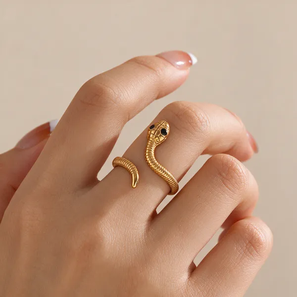 Gold_Tone_Snake_Motif_Open_Ring_For_Women