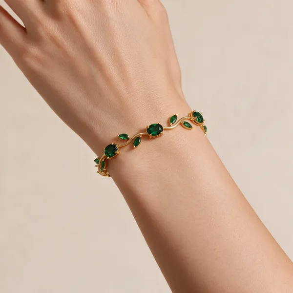 Green_Gold_Tone_Stone_Bracelet_For_Women