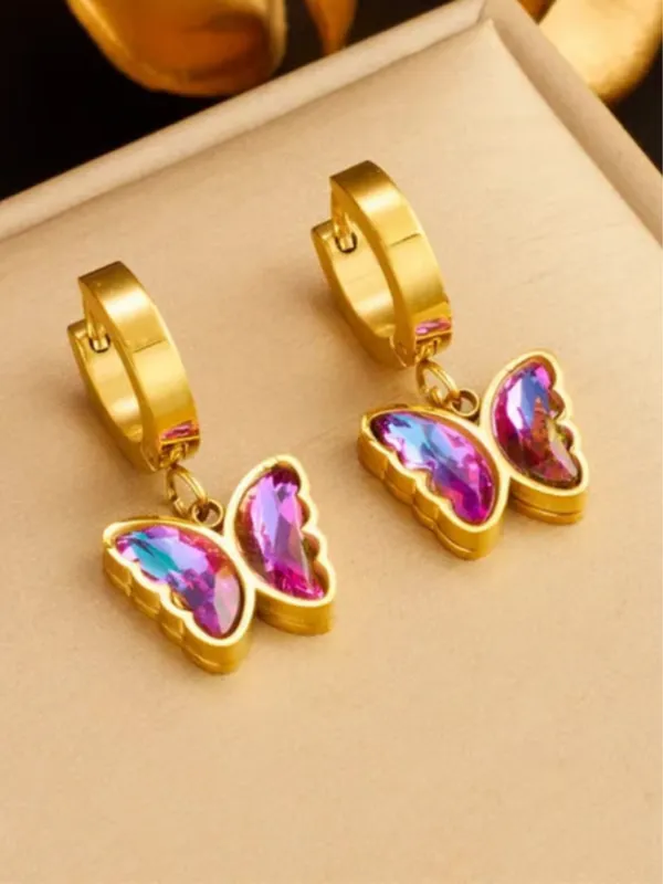 Gold_Tone_Butterfly_Drop_Earrings_For_Women