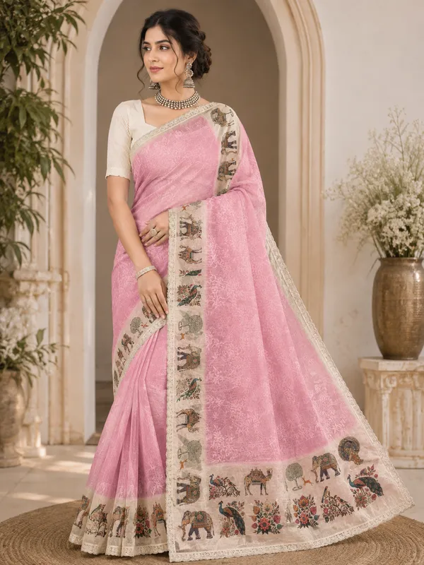 Pink_Fendi_Printed_Saree_For_Women