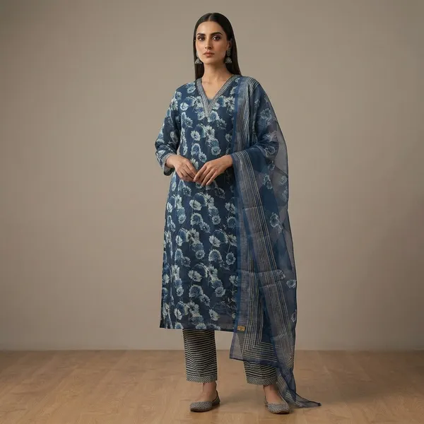 Blue_Cotton_Kurta_Set_For_Women