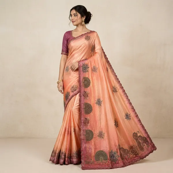 Peach_Fendi_Printed_Saree_For_Women
