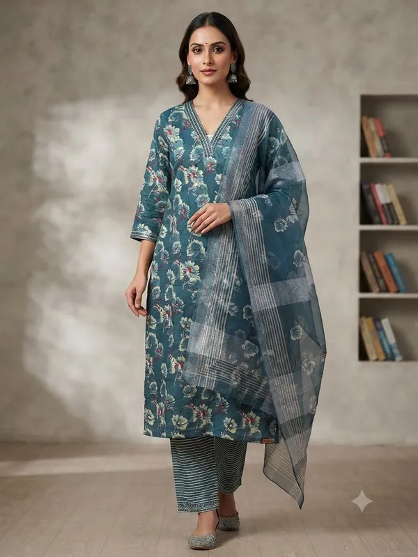 Blue_Cotton_Kurta_Set_For_Women
