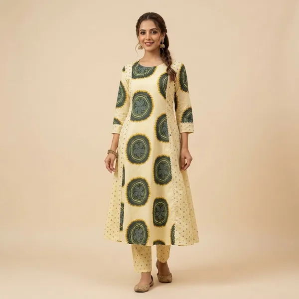 Cream_Cotton_Kurta_Set_For_Women