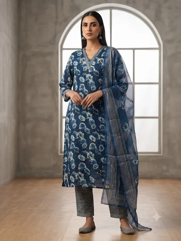 Blue_Cotton_Kurta_Set_For_Women