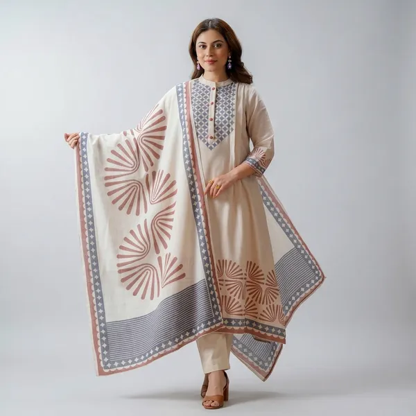 Cream_Cotton_Kurta_Set_For_Women
