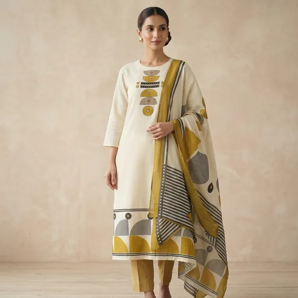 Cream_Cotton_Kurta_Set_For_Women