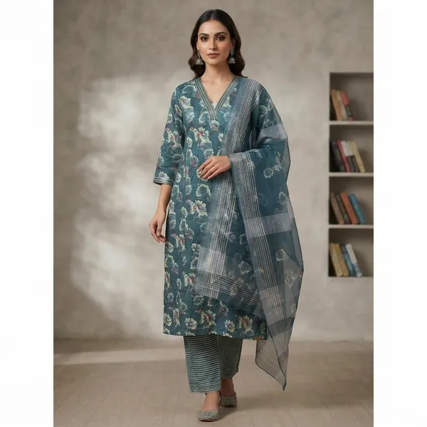 Blue_Cotton_Kurta_Set_For_Women