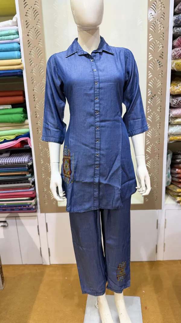 Denim_Blue_Denim_Cotton_Straight_Cord_Set_For_Women