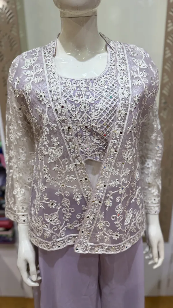 Lavender_Georgette_Jacket_Style_Dress_For_Women