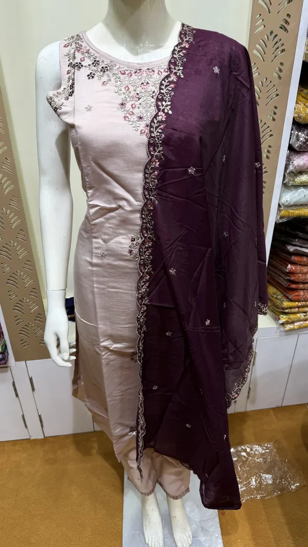 Light_Pink_Mal_Chanderi_Straight_3-Piece_Suit_For_Women