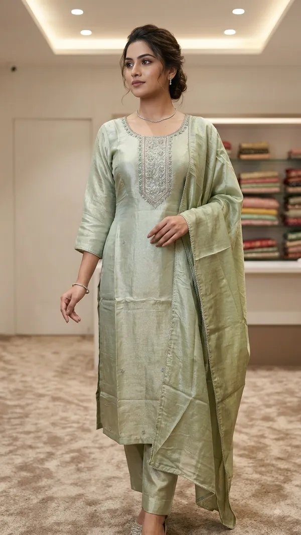 Pista_Green_Shimmer_Silk_Straight_3_Piece_Suit_For_Women