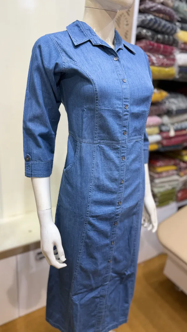 Denim_Blue_Denim_Cotton_Flared_Midi_Dress_For_Women
