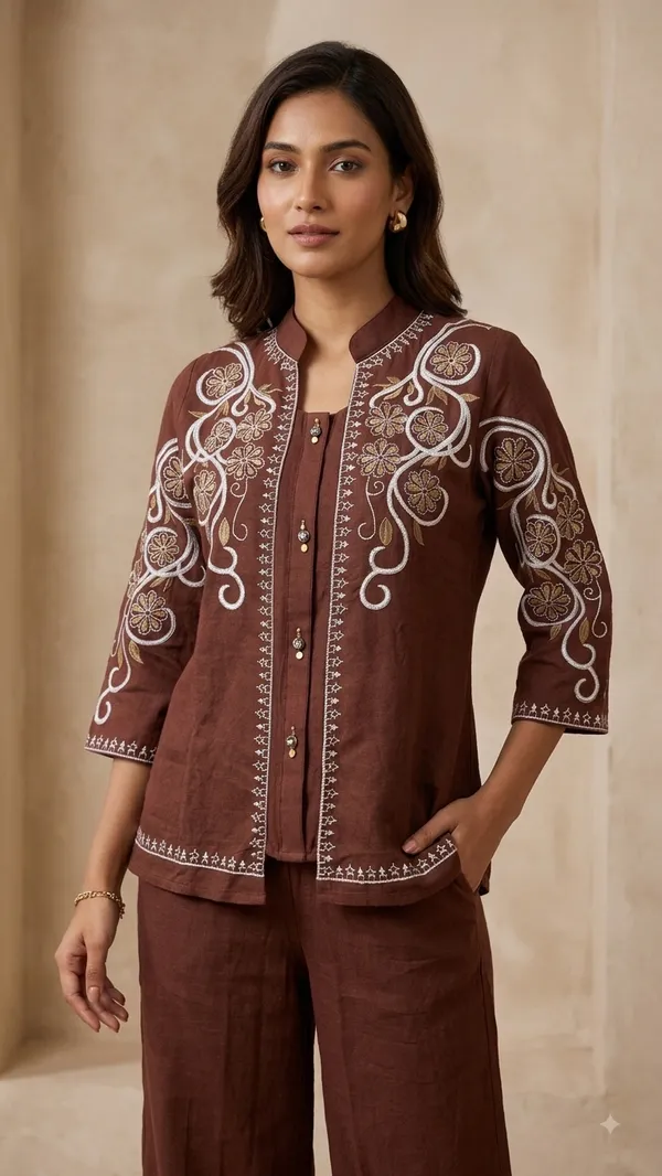 Coffee_Fancy_Cotton_Relaxed_Jacket_Cord_Set_For_Women