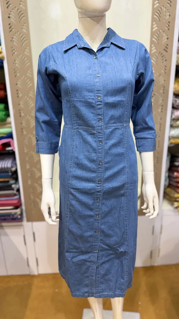 Denim_Blue_Denim_Cotton_Flared_Midi_Dress_For_Women
