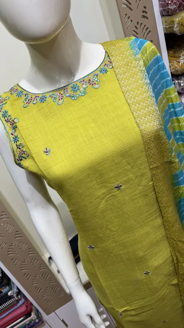 Green_Firozi_Mal_Chanderi_Straight_3_Piece_Suit_For_Women