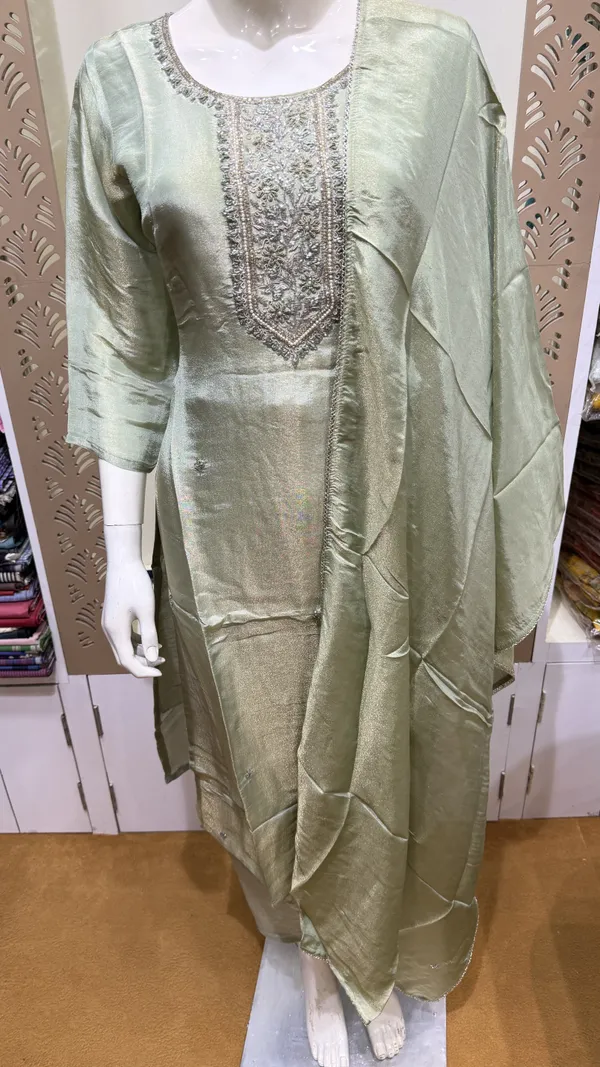 Pista_Green_Shimmer_Silk_Straight_3_Piece_Suit_For_Women